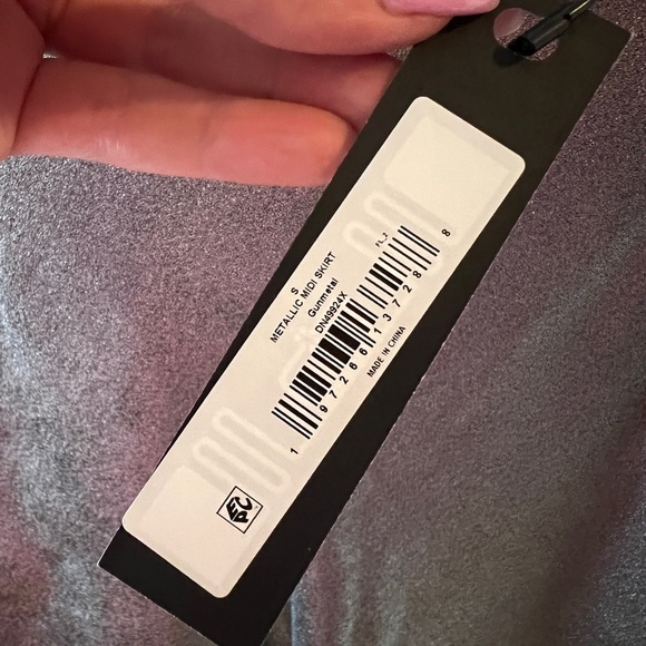 Steve Madden Metallic Gunmetal Midi Skirt NWT S - Picture 6 of 6